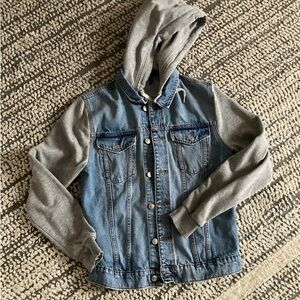 Divided Blue Denim Jacket with Gray Hood